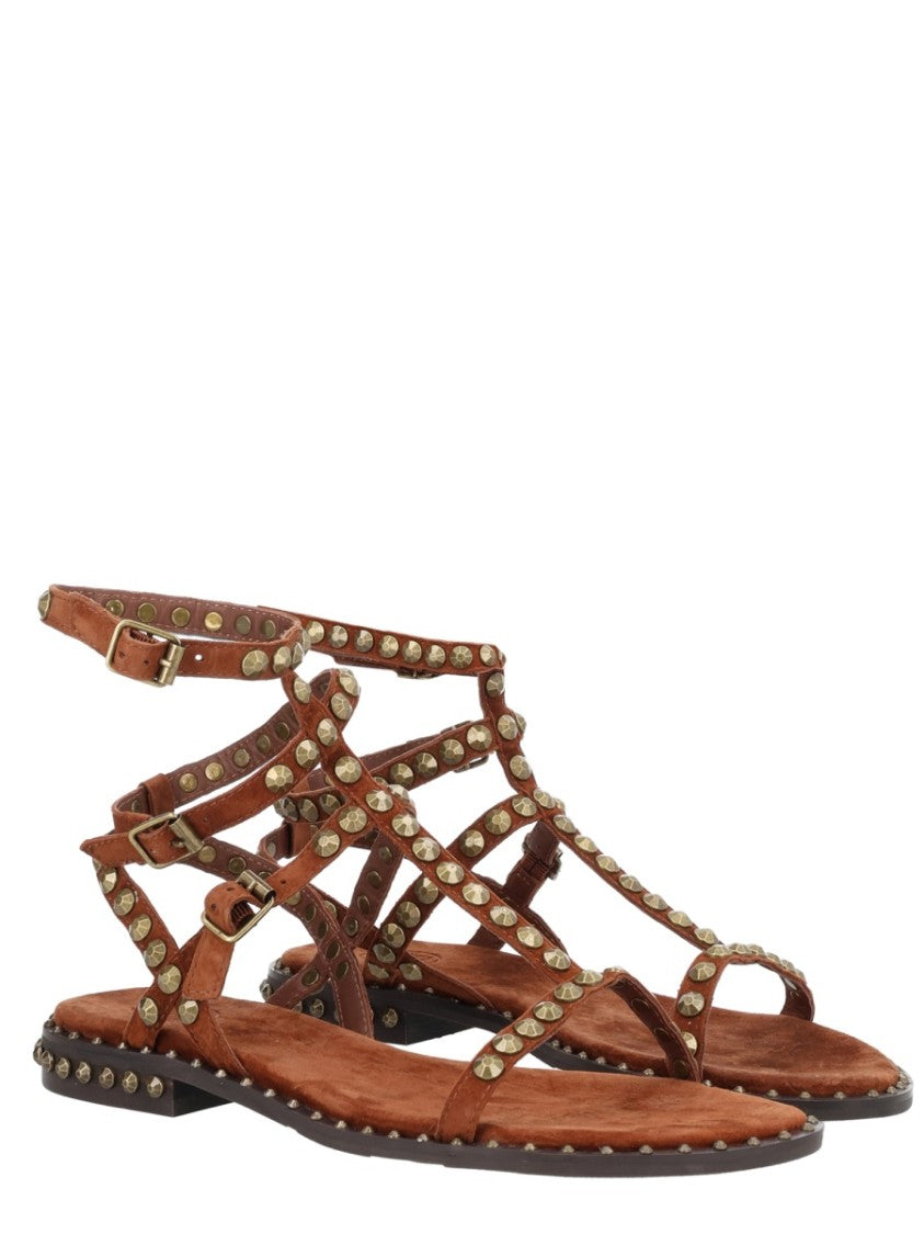 Ash Black Thin Straps Studded Sandals