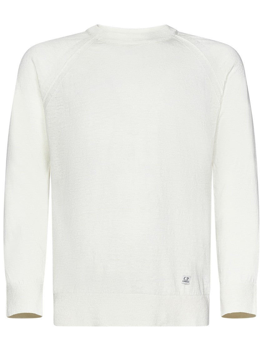 C.P. Company Linen Crew Neck Sweater With Logo Detail