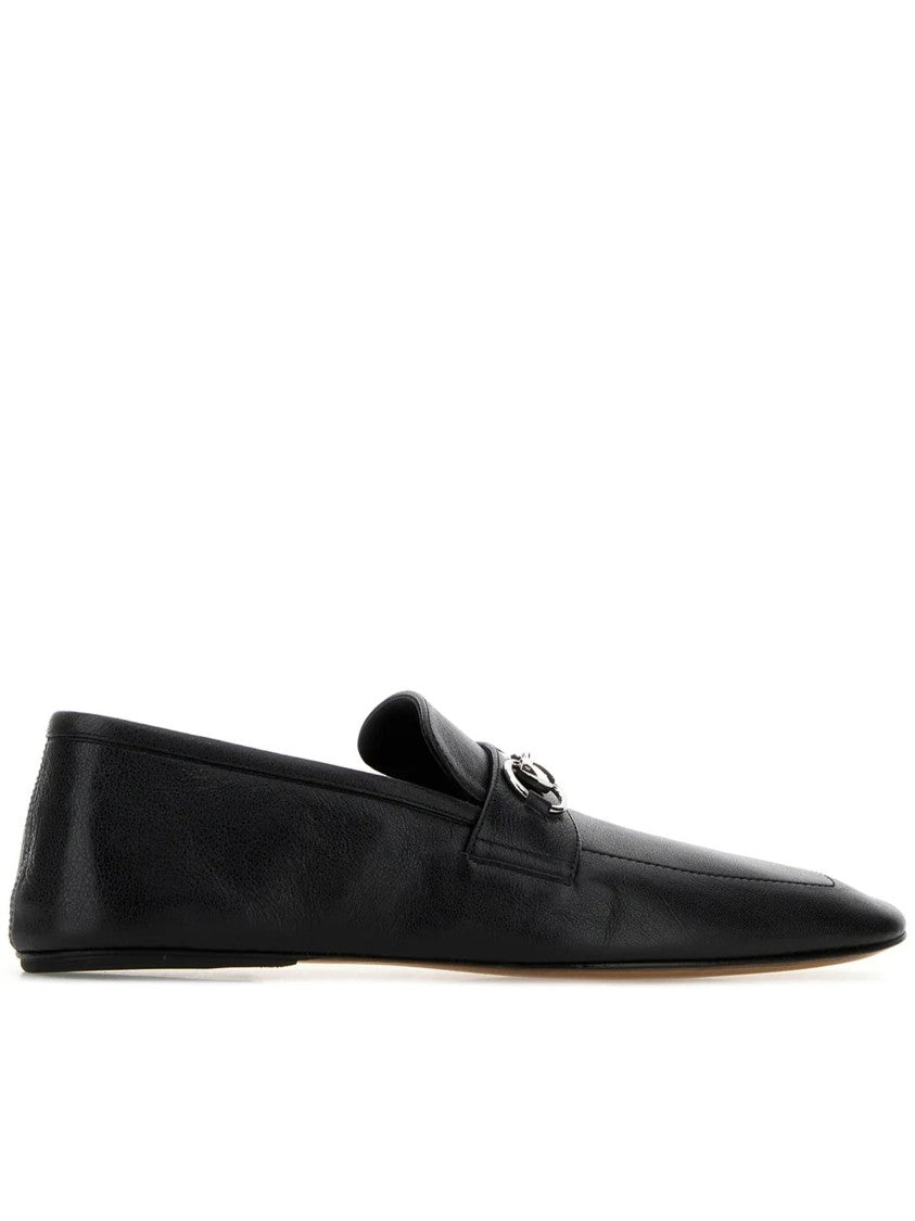 Gucci Black Leather Pointed Toe Horsebit Moccasins