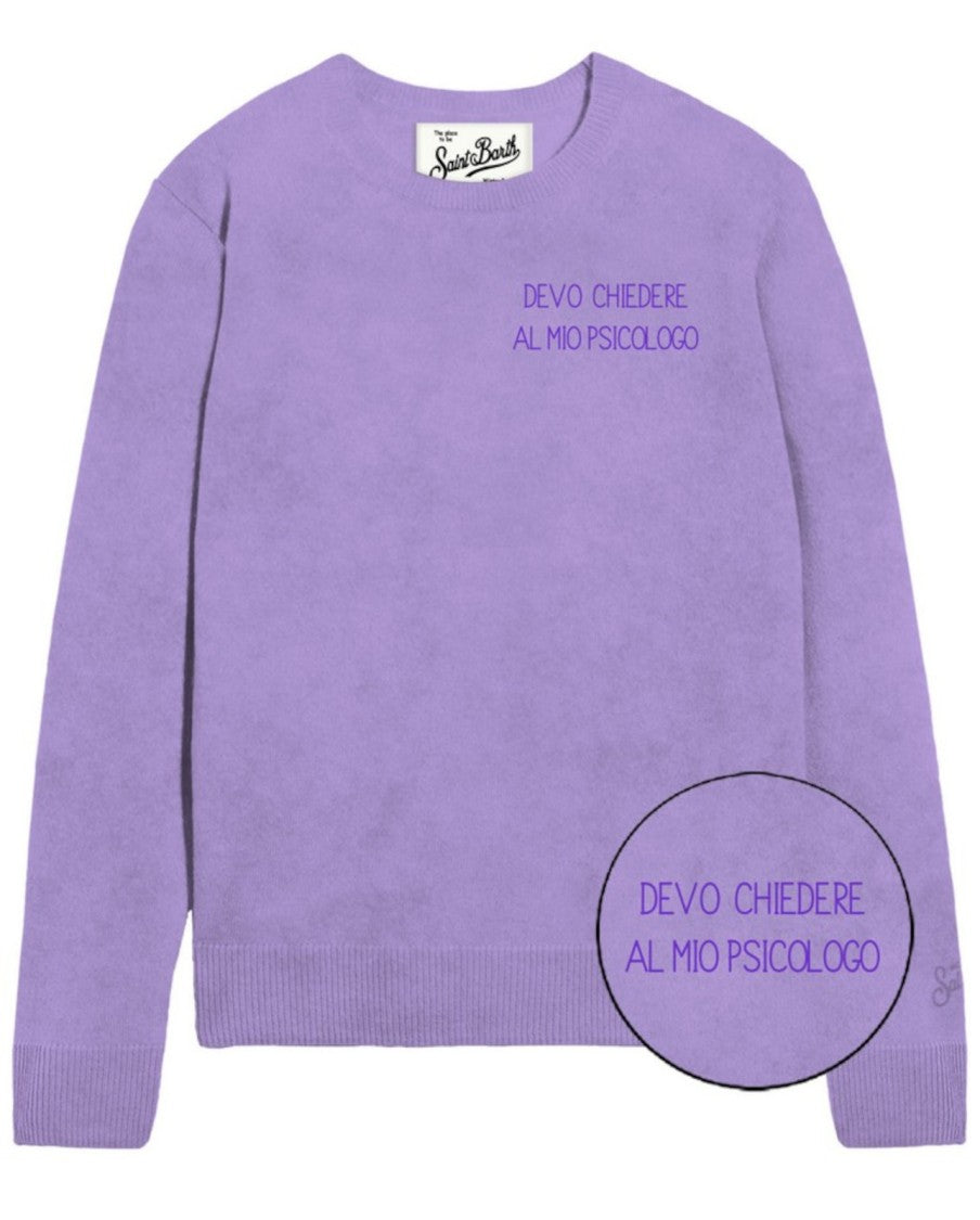 Mc2 Saint Barth Lavender Long-Sleeve Sweatshirt With Ribbed Cuffs