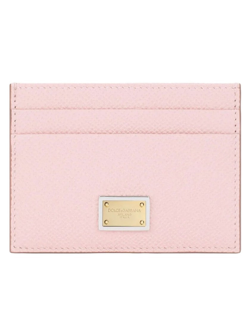 Dolce & Gabbana Textured Leather Gold Plaque Card Holder