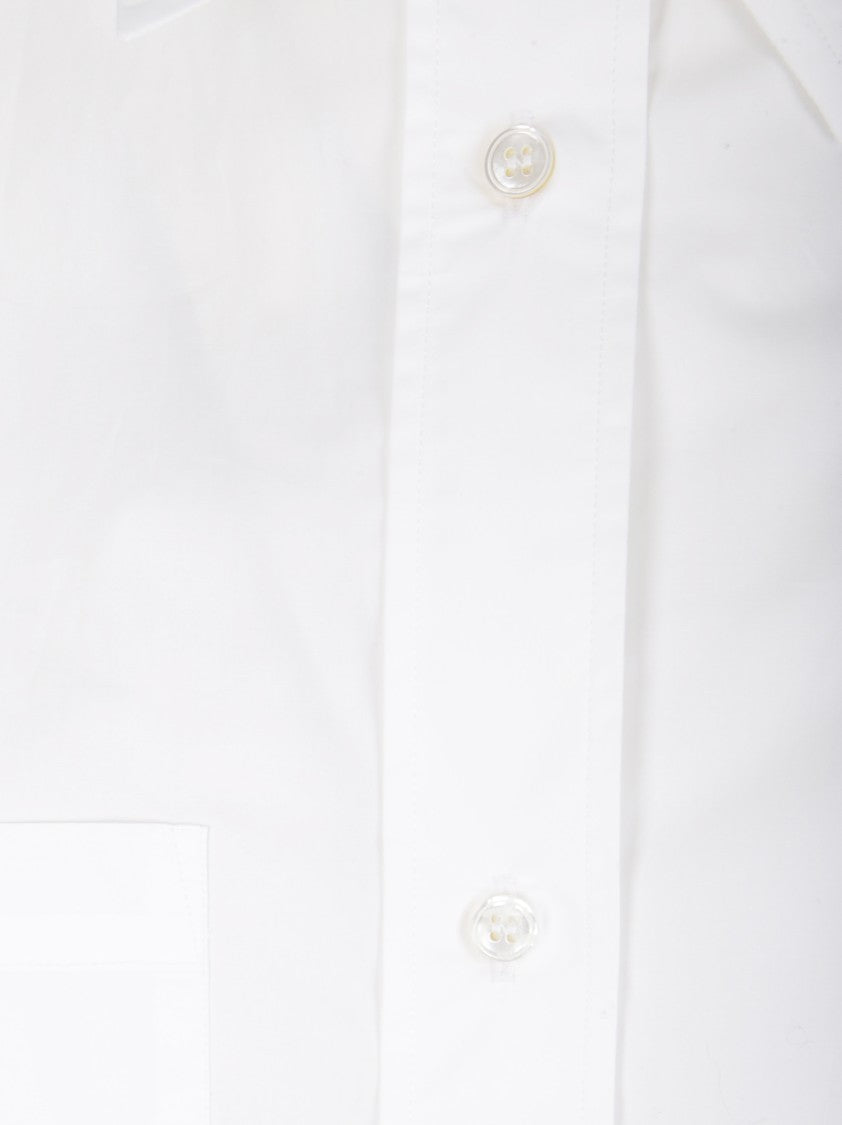 Studio Nicholson Lightweight White Classic Shirt With Front Pocket