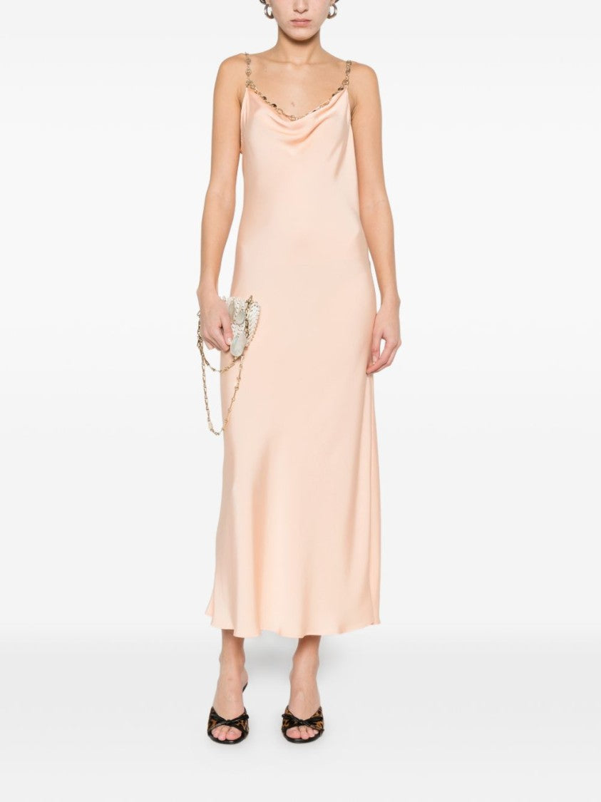 Rabanne Salmon Draped Midi Dress