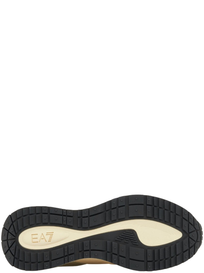 Ea7 Emporio Armani Dark Navy Leather Suede Overlay Low-Top Sneakers