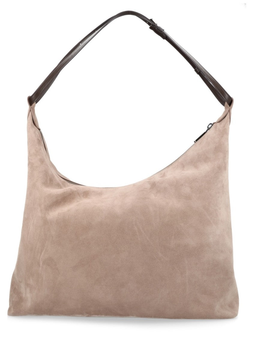 Brunello Cucinelli Slouchy Calf Leather Suede Shoulder Bag