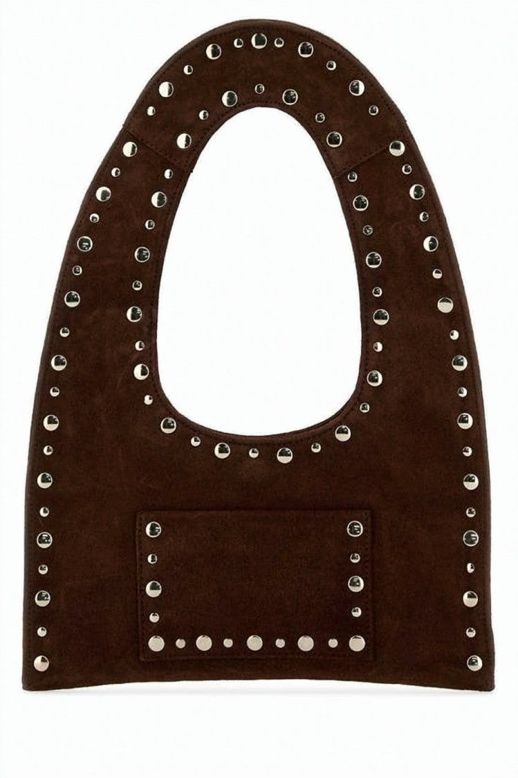 Gimaguas Brown Leather Tote Bag With Unique Rounded Top Handle