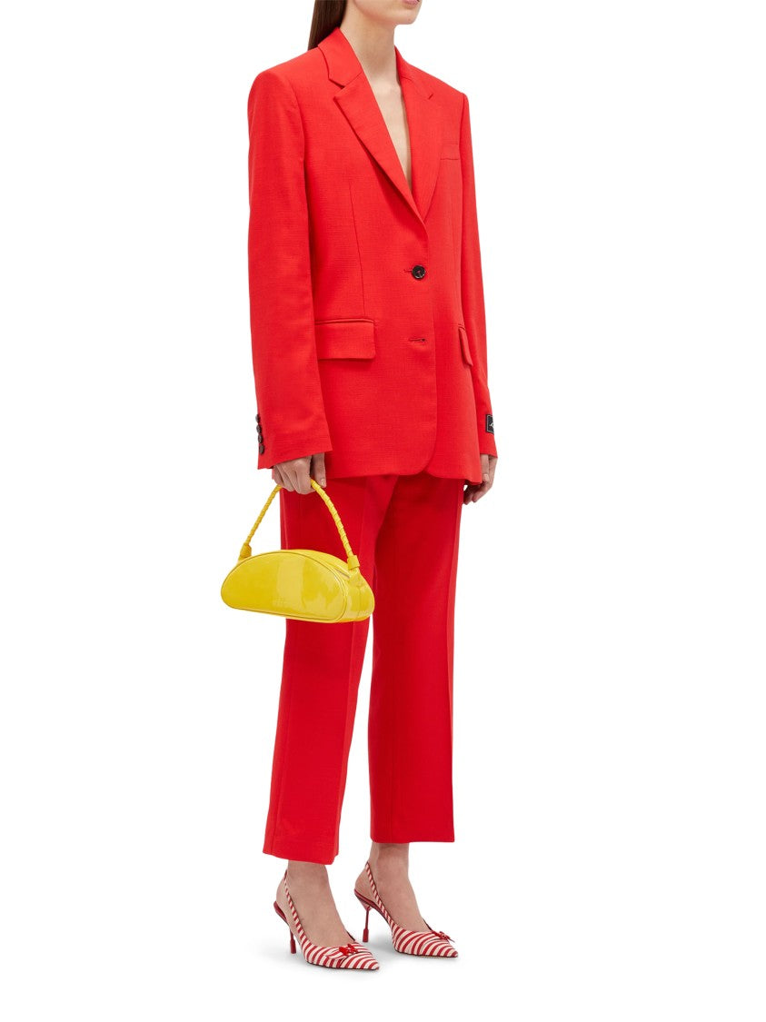 Msgm Tailored Red Trousers With Structured Waistband