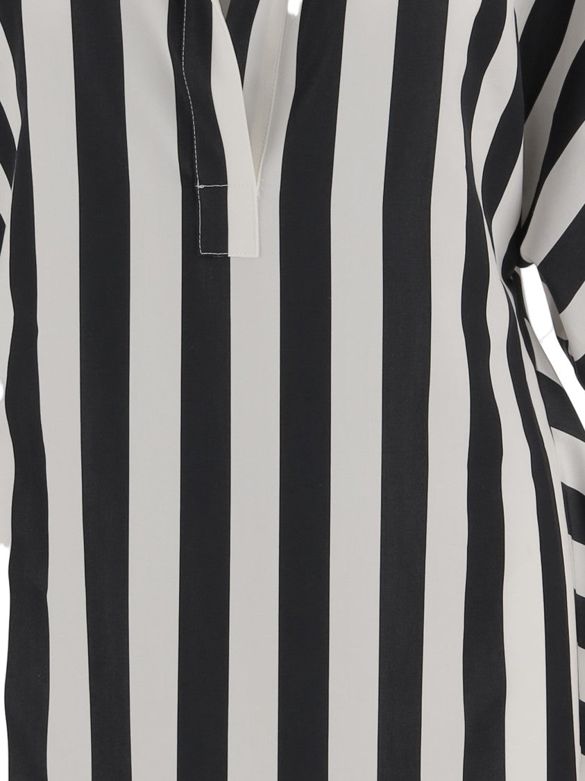 Jacquemus Striped Cotton-Silk Dress With Unique Overlay Detail