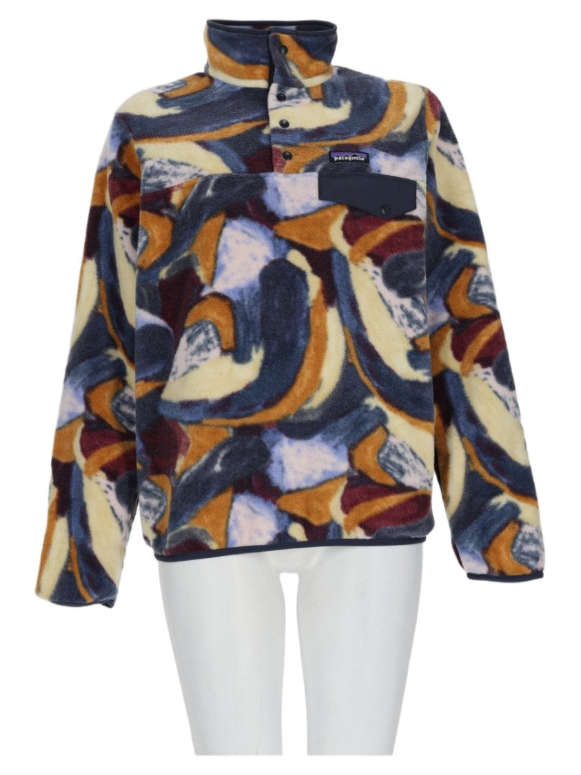 Patagonia Abstract Multicolor Sweater With High Collar And Flap Pocket