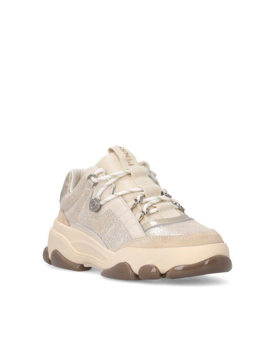 Pinko Platinum Suede Athena 01 Sneakers