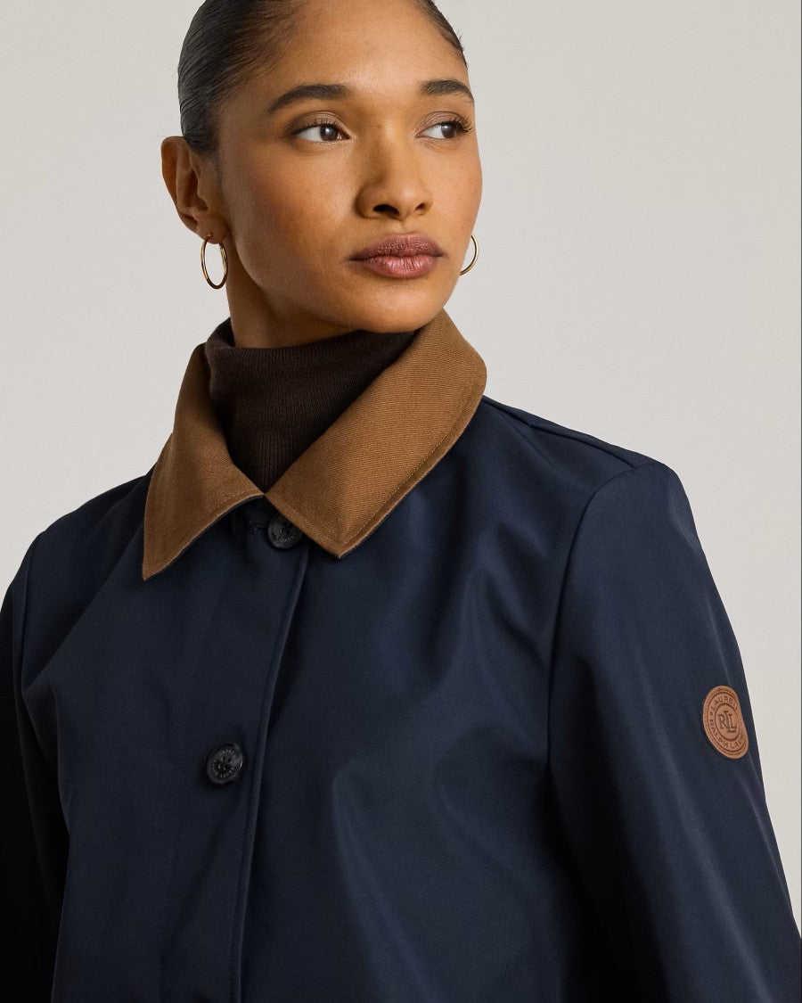 Lauren Ralph Lauren Navy Blue Bonded Rain Unlined Coat