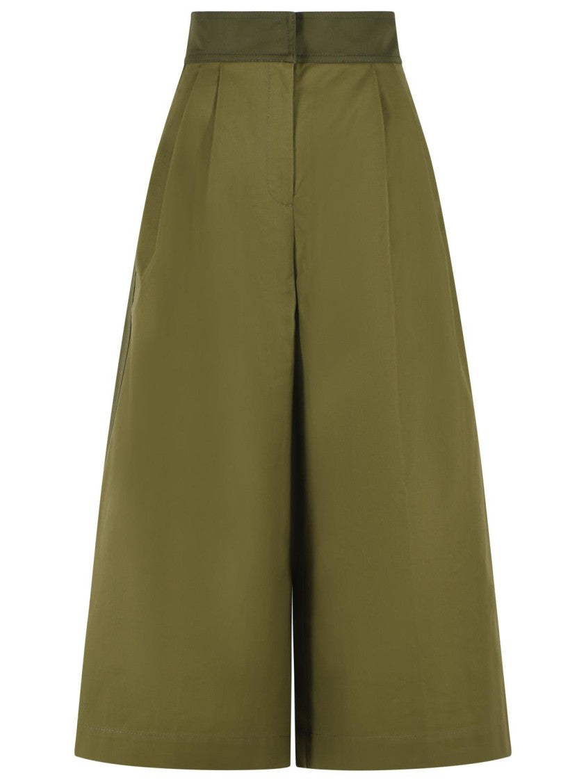 Zimmermann Green Structured High Waist Cotton Culotte Pants
