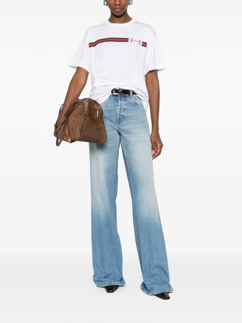 Gucci White Regular Light Jersey Horsebit Top