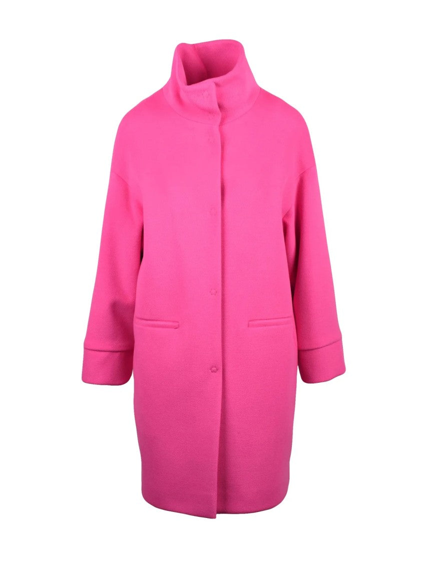 Oliver Horigamy Fuchsia Virgin Wool-Blend Chenille Coat