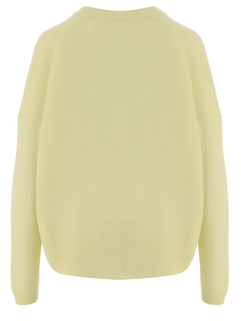 Allude V-Neck Wool And Cashmere Cardigan With Button Closure