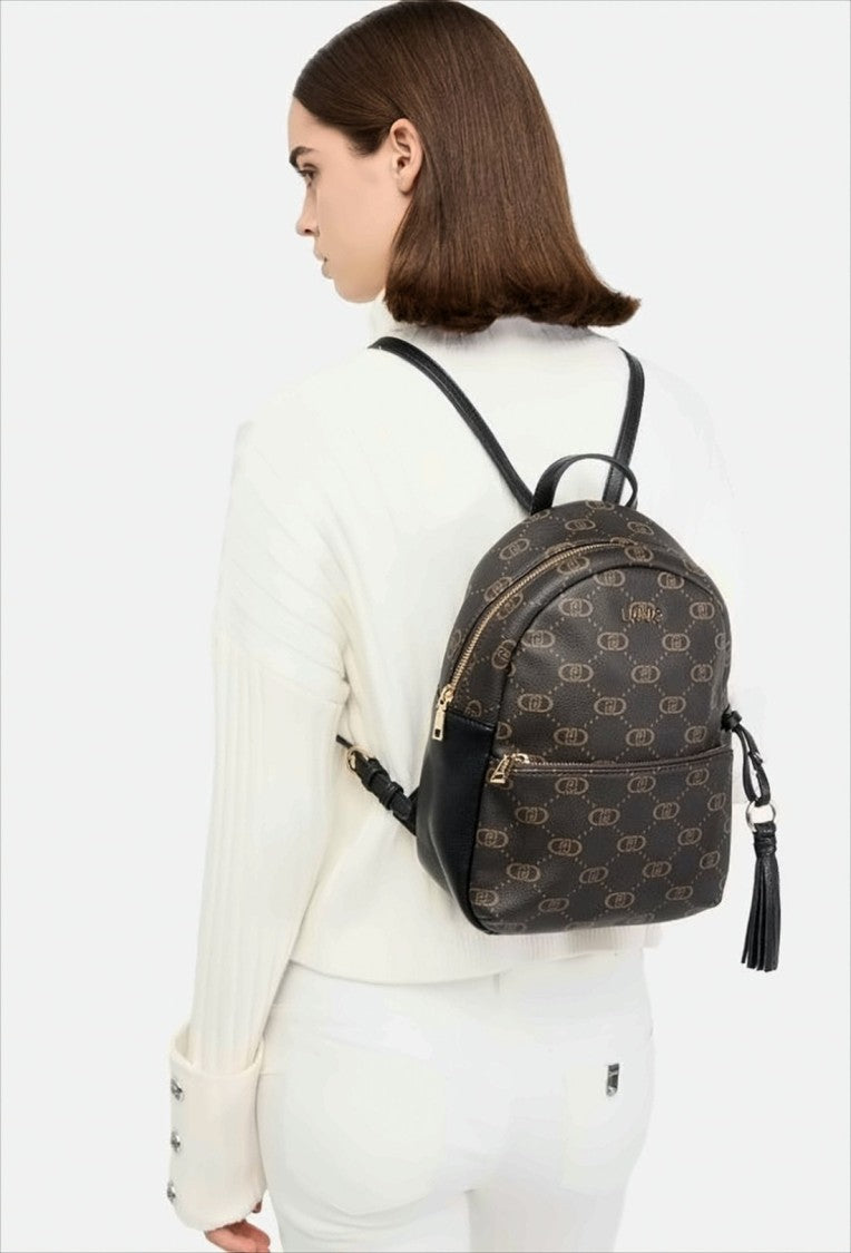 Liu Jo Medium Tumbled Backpack With All-Over Logo Print