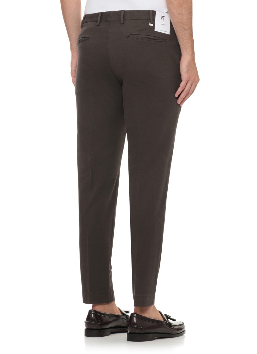 Pt Torino Brown Tailored Cotton Straight-Leg Pants