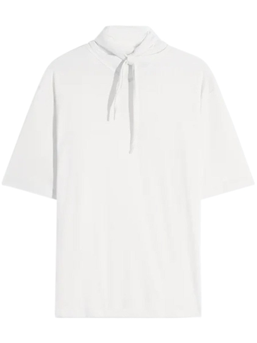 Lemaire Short-Sleeved Cotton Top With Built-In Foulard Detail