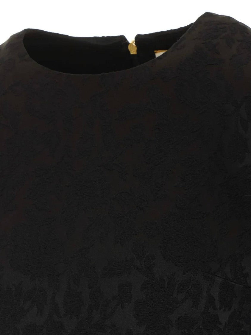Saint Laurent Fitted Black Floral Jacquard Mini Dress