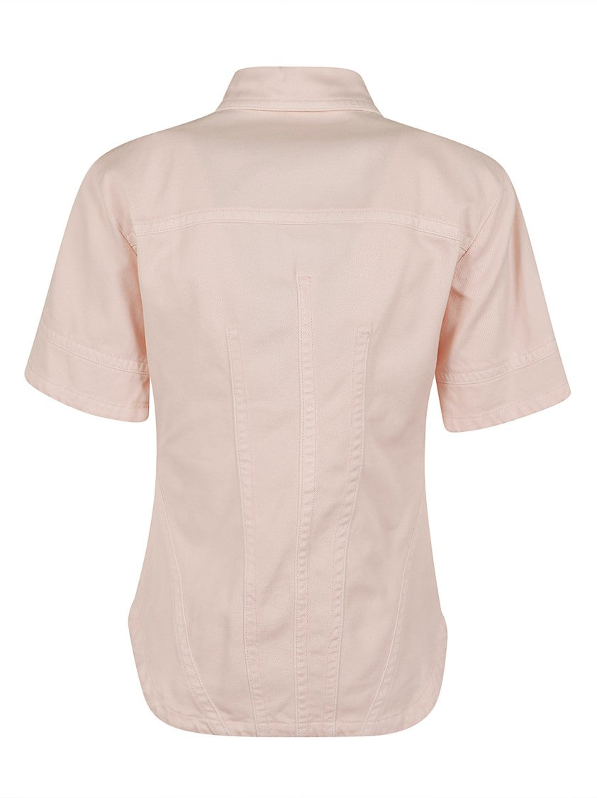Max Mara Fitted Pink Cotton Bull Shirt With Tailored Seams