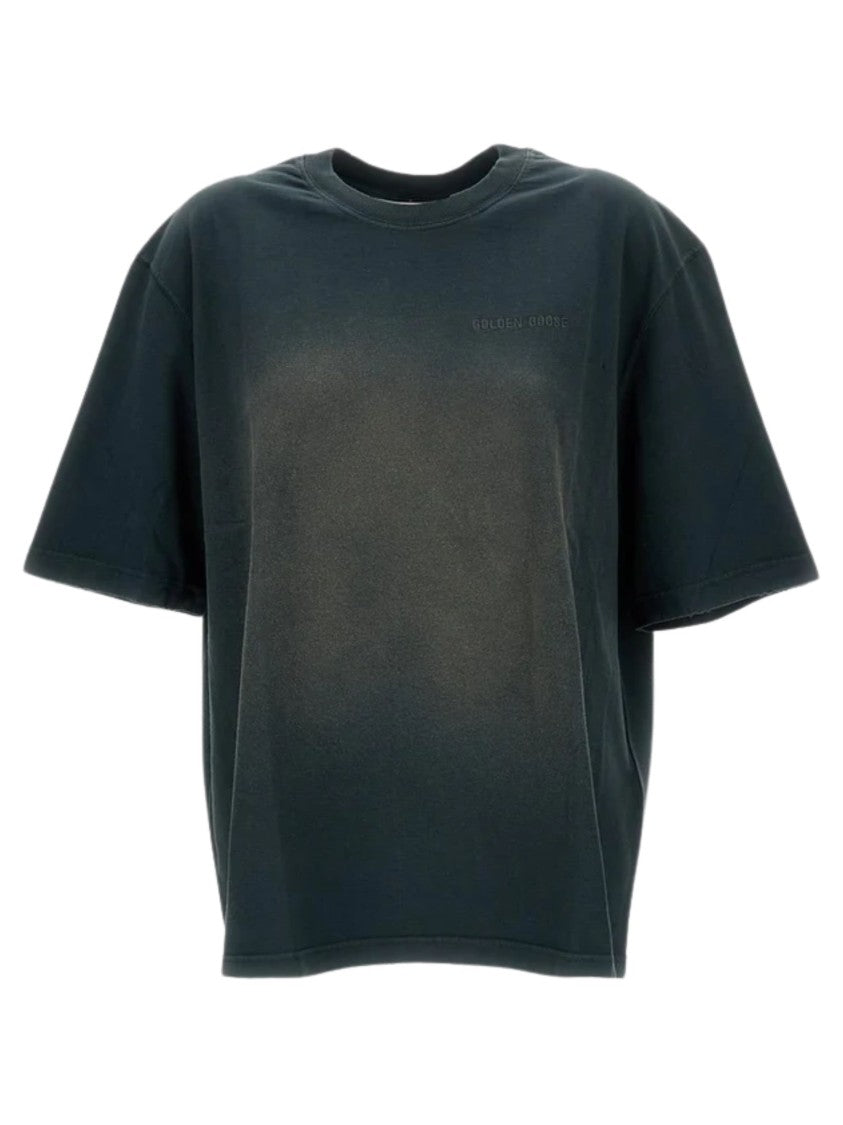 Golden Goose Black Logo Embroidery Cotton T-Shirt