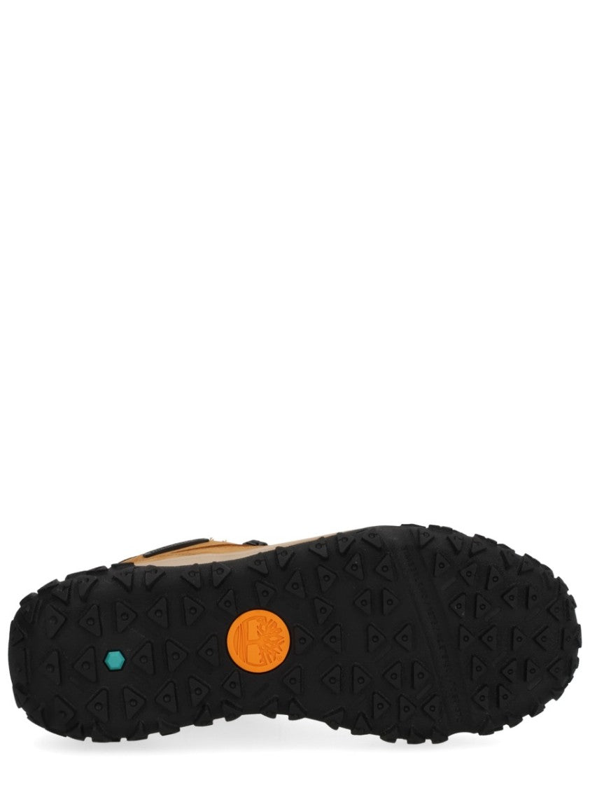 Timberland Tan Leather And Black Mesh Sneakers With Rugged Design