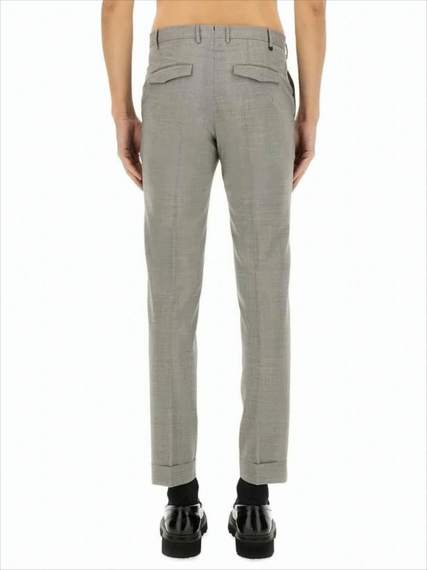 Pt Torino Straight Fit Light Grey Wool Blend Trousers