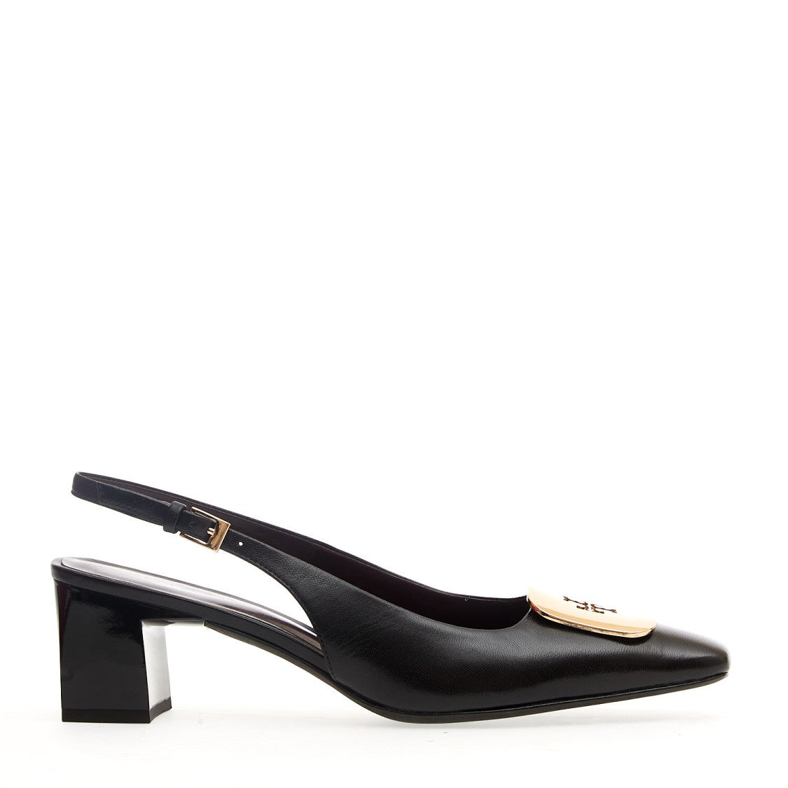 Tory Burch Slingback Black Leather Buckle