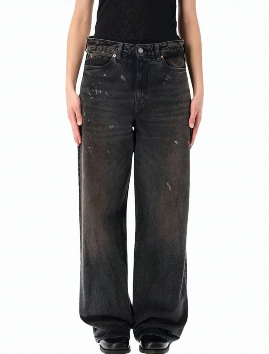 Our Legacy Relaxed Wide-Leg Denim Pants With Faded Black Wash