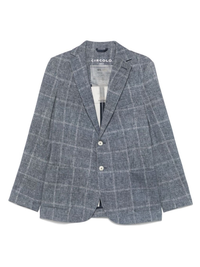 Circolo 1901 Tailored Check Blazer In Soft Cotton-Elastane Blend