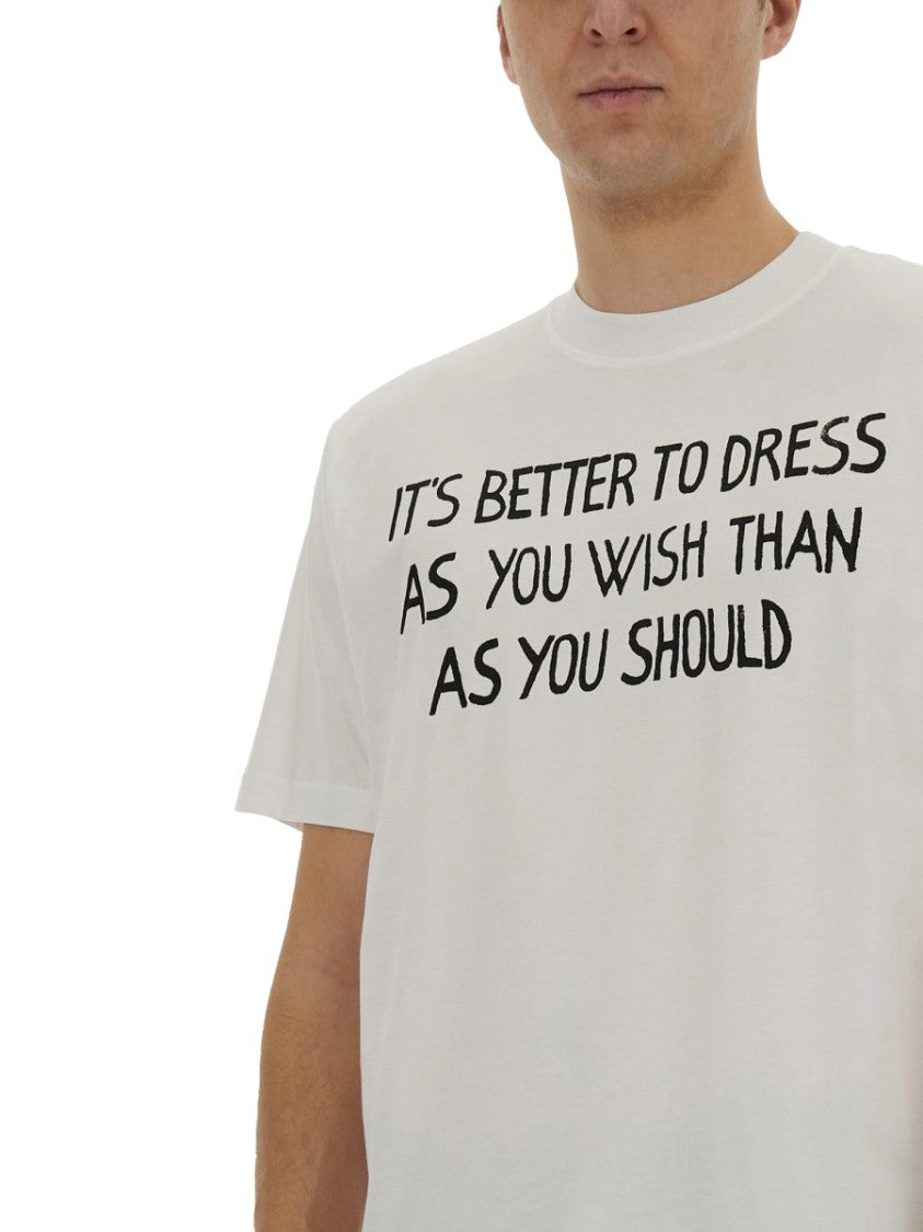 Moschino Relaxed Fit White T-Shirt With Bold Message Print