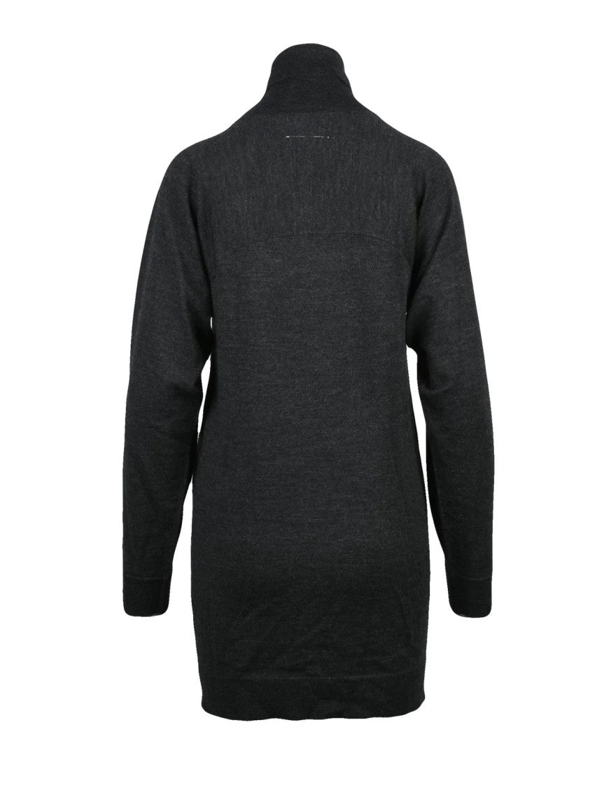 Mm6 By Maison Margiela High Neck Knit Dress With Fitted Silhouette And Ribbed Details