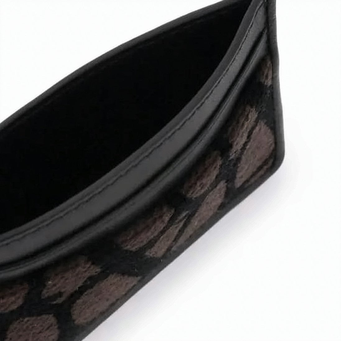Valentino Garavani Textured Fabric And Leather Cardholder With Abstract Pattern