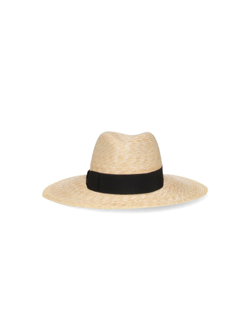 Borsalino Beige Sophie Wide-Brimmed Woven Straw Hat