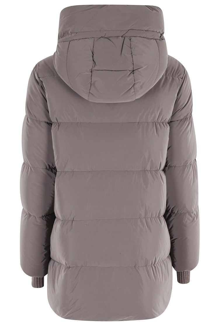 Moorer Padded Quilted Down Coat With High Collar And Hood
