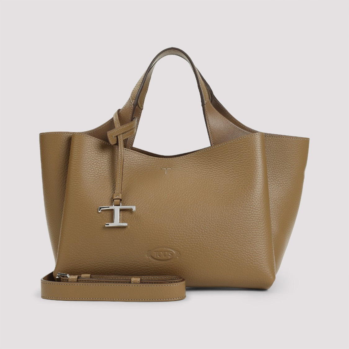 Tod's Structured Nude Leather Shoulder Bag