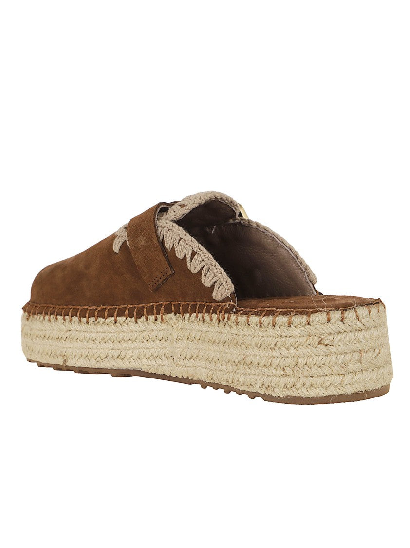 Mou Suede Jute Clog With Signature Crochet Detailing
