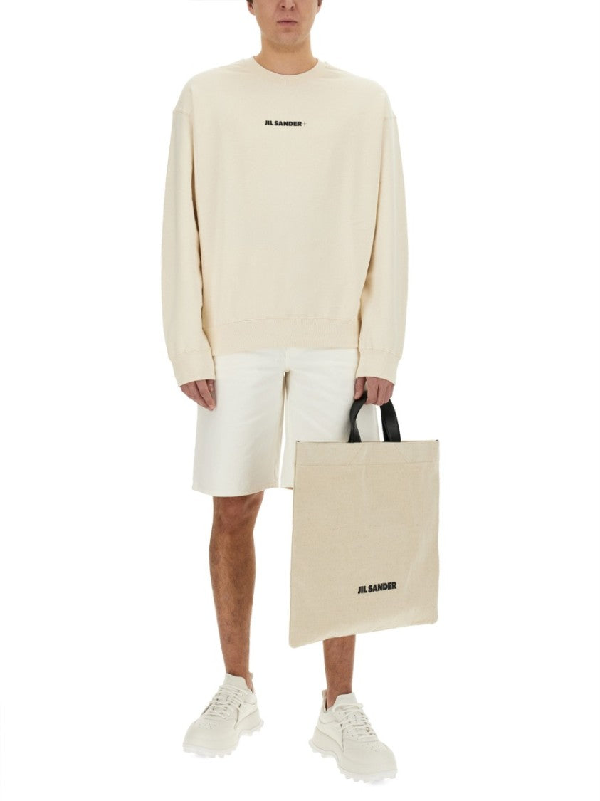 Jil Sander Crew Neck Sweatshirt With Signature Logo