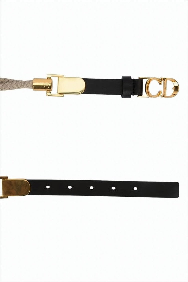 Christian Dior Braided Linen And Calf Leather Belt