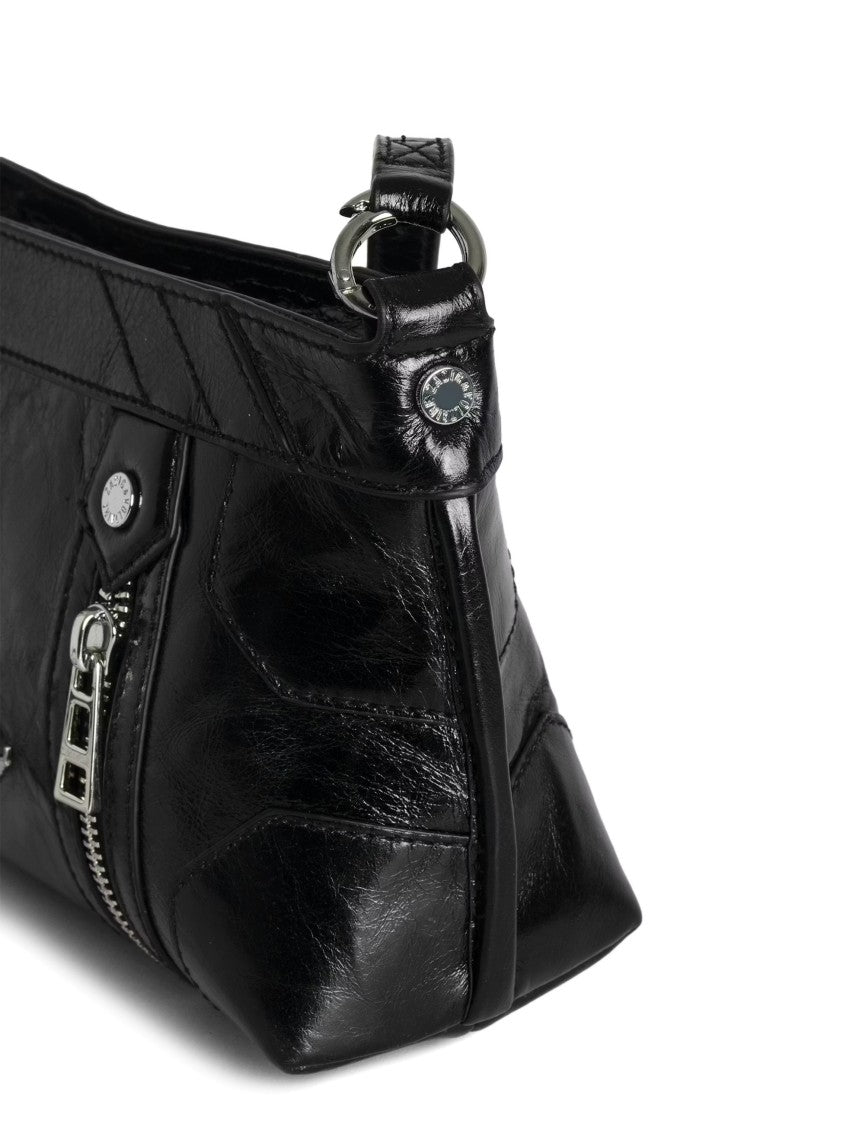 Zadig & Voltaire Rectangular Glossy Black Leather Shoulder Bag