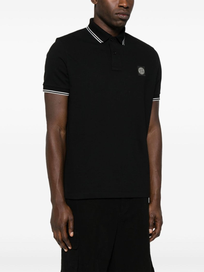 Stone Island Classic Ribbed Collar Polo Shirt With Iconic Branding