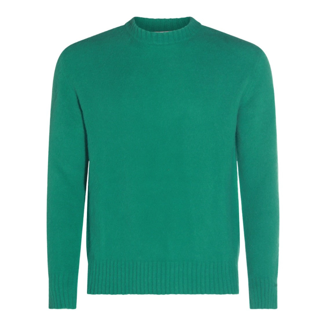 Piacenza Cashmere Green Cashmere Sweater With Classic Crew Neckline