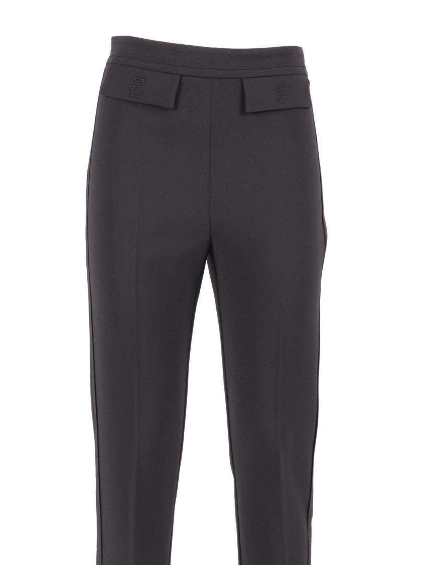 Elisabetta Franchi Slim Tapered Mid Rise Straight-Leg Pants