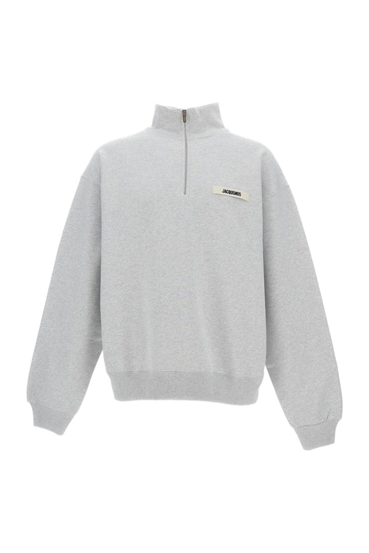 Jacquemus Grosgrain-Embellished Zip-Up Sweater In Soft Cotton Fleece