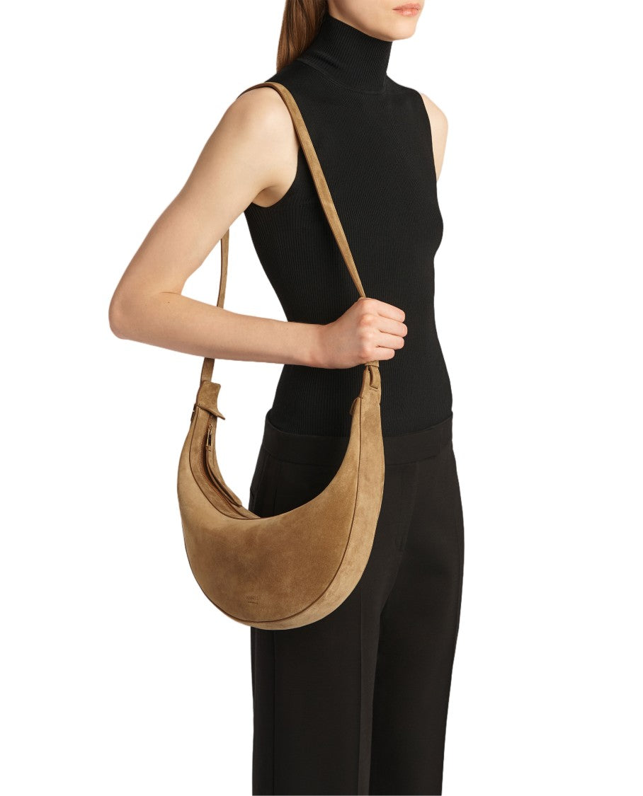 Khaite Crescent-Shaped Hobo Bag With Zip-Top Closure And Adjustable Strap