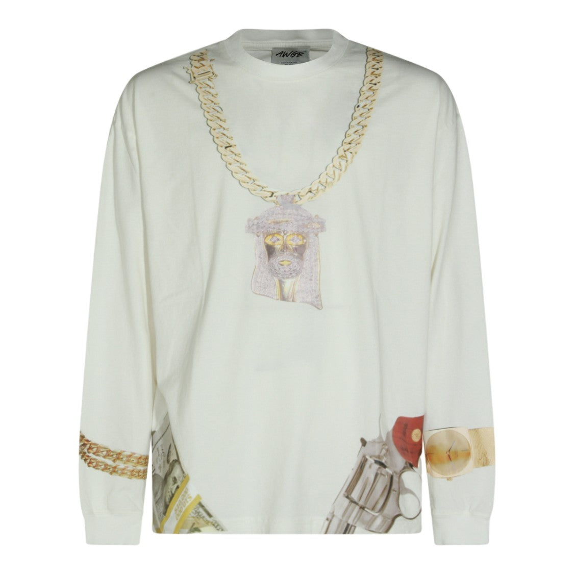 Awge White Graphic Long-Sleeve Shirt With Edgy Prints