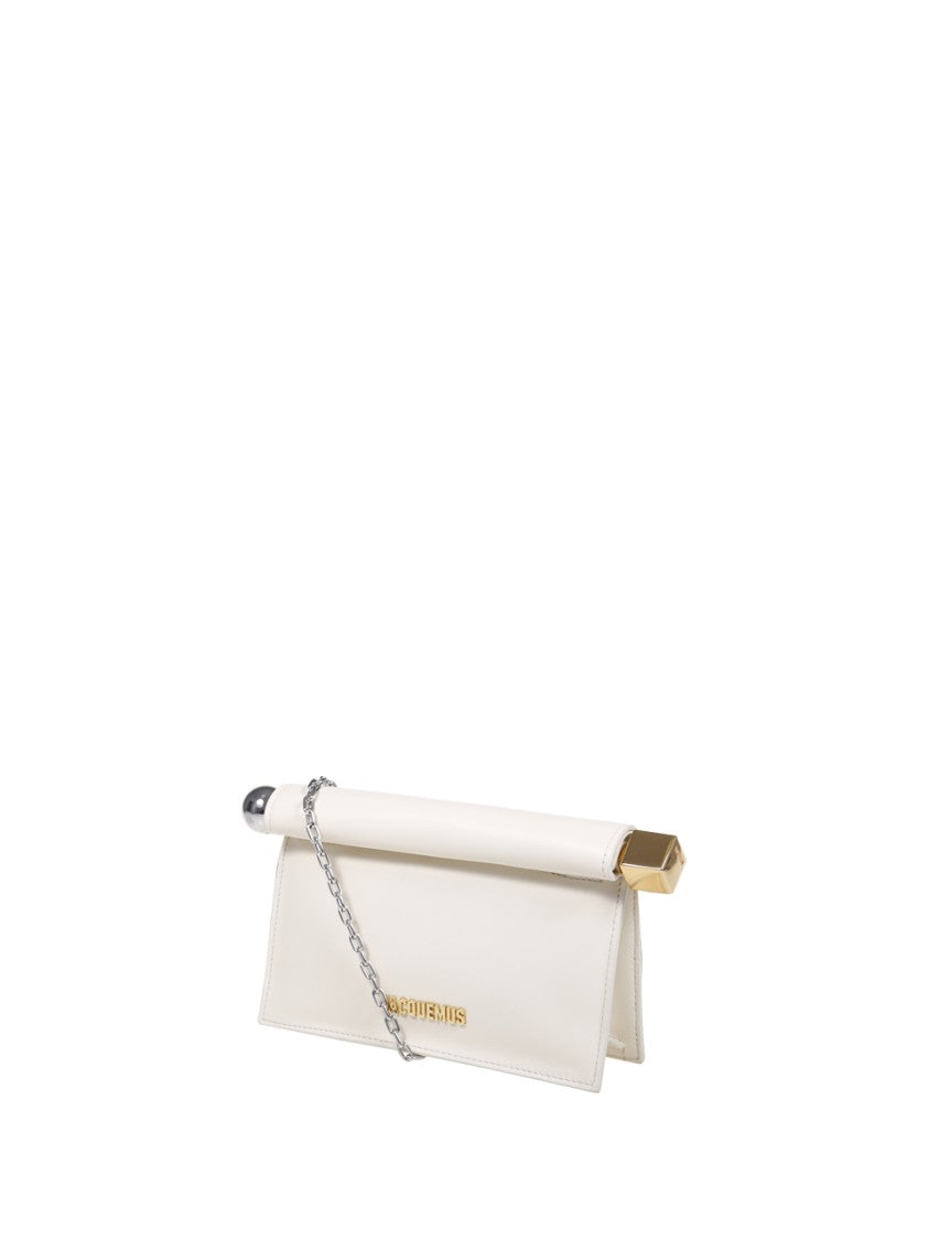 Jacquemus Minimalist White Lamb Leather Clutch