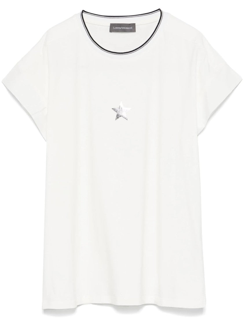 Lorena Antoniazzi Short Sleeve T-Shirt With Subtle Star Embellishment