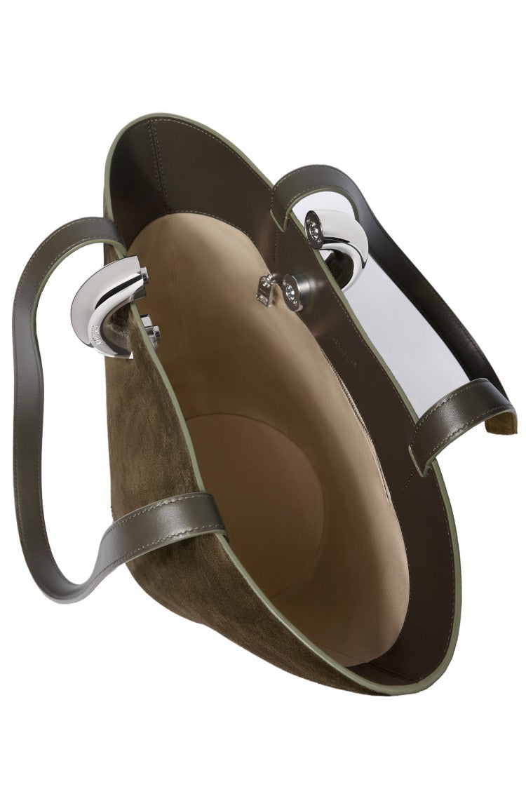 Jacquemus Asymmetric Olive Green Suede Bucket Bag