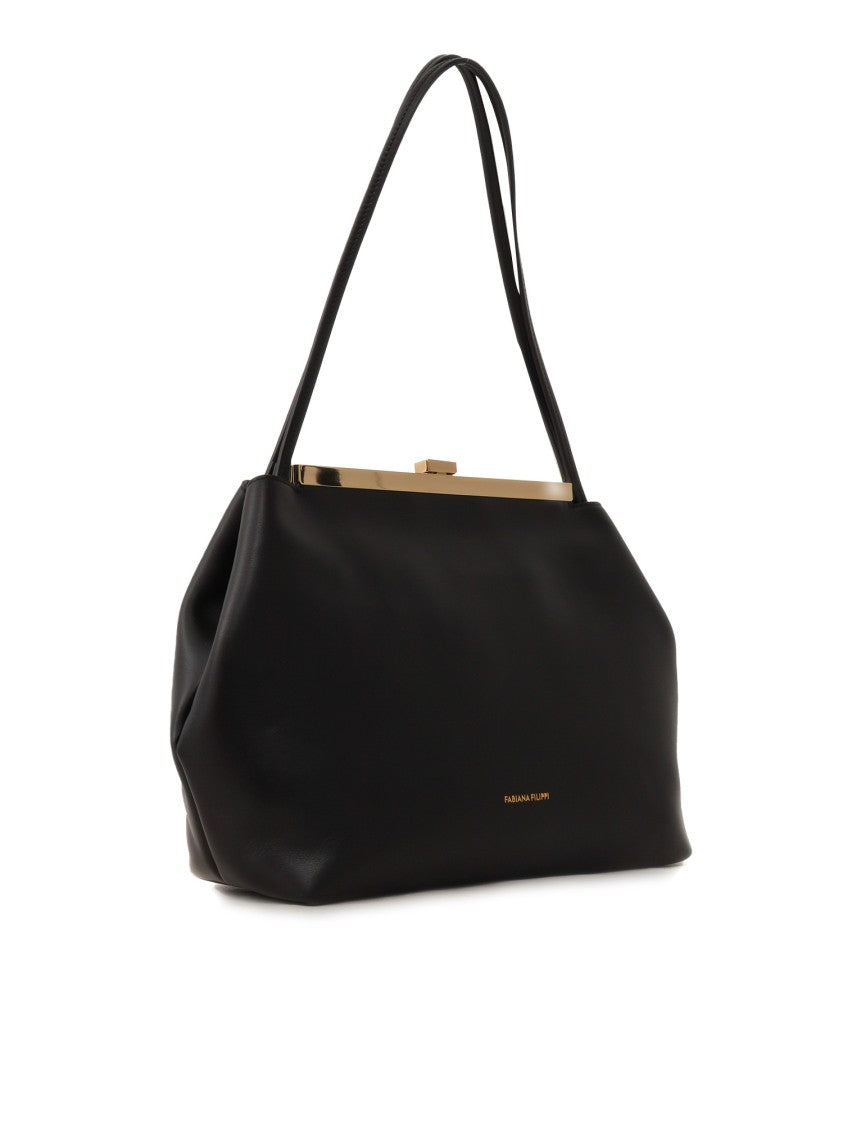 Fabiana Filippi Structured Black Leather Shoulder Bag